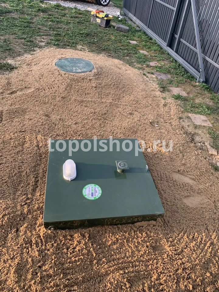 Установили Топас с 4 с принудительным сбросом очищенных стоков в дренажный колодец (Тульская область, Ясногорский район, д. Иваньково, СНТ Южный, уч. 207)