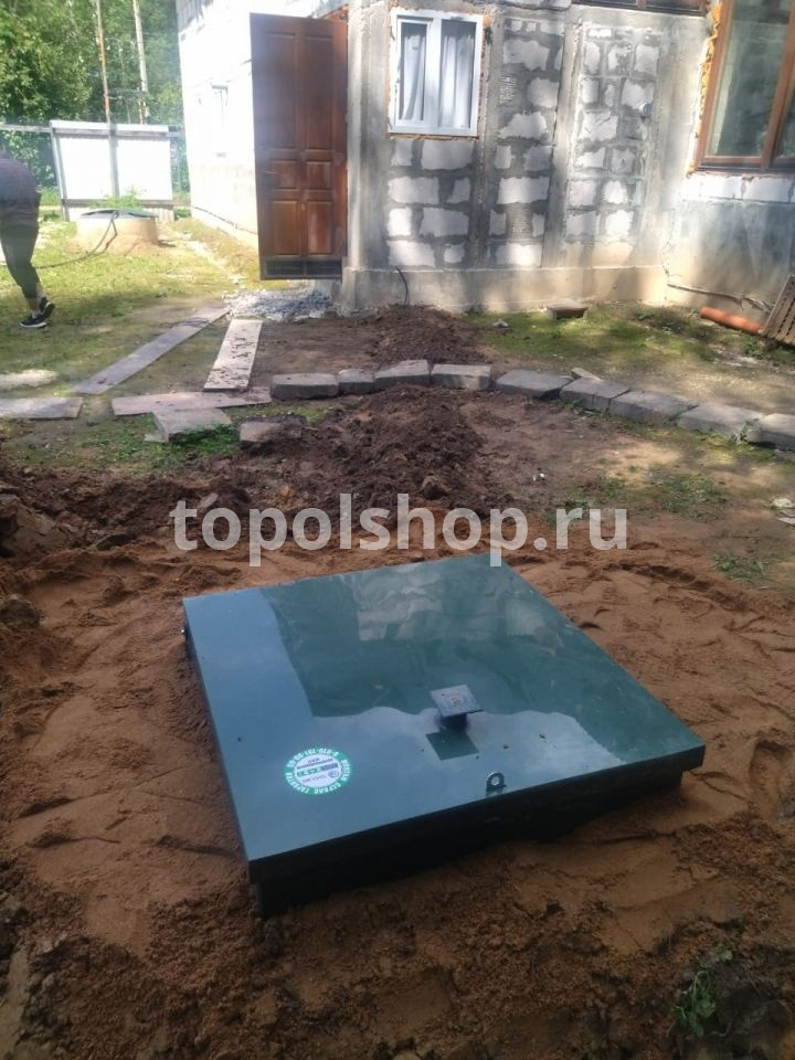 Установили Топас С 6 с принудительным сбросом очищенных стоков в существующий дренажный колодец