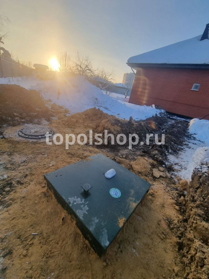 Установили Топас С 5 с принудительным сбросом очищенных стоков в дренажный колодец (Тульская область, п. Рассвет)
