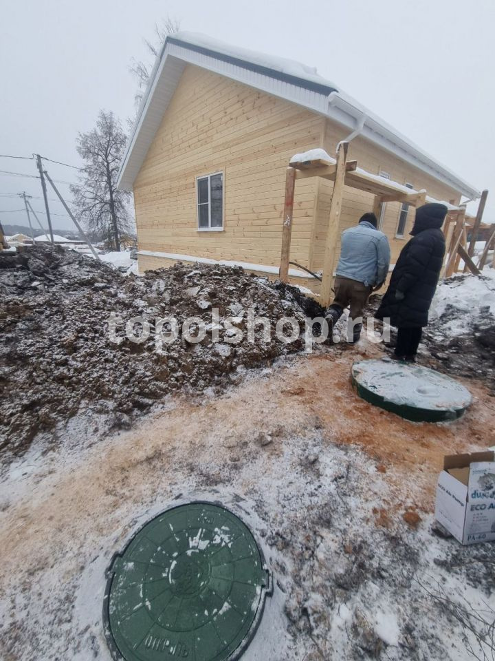 Установили Кит-5-500 с принудительным сбросом очищенных стоков в дренажный колодец