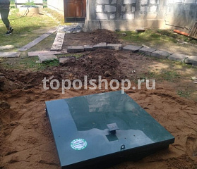Установили Топас С 6 с принудительным сбросом очищенных стоков в существующий дренажный колодец