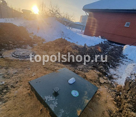 Установили Топас С 5 с принудительным сбросом очищенных стоков в дренажный колодец (Тульская область, п. Рассвет)