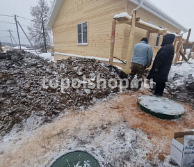 Установили Кит-5-500 с принудительным сбросом очищенных стоков в дренажный колодец